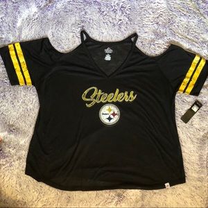 Steelers open shoulder flowy shirt